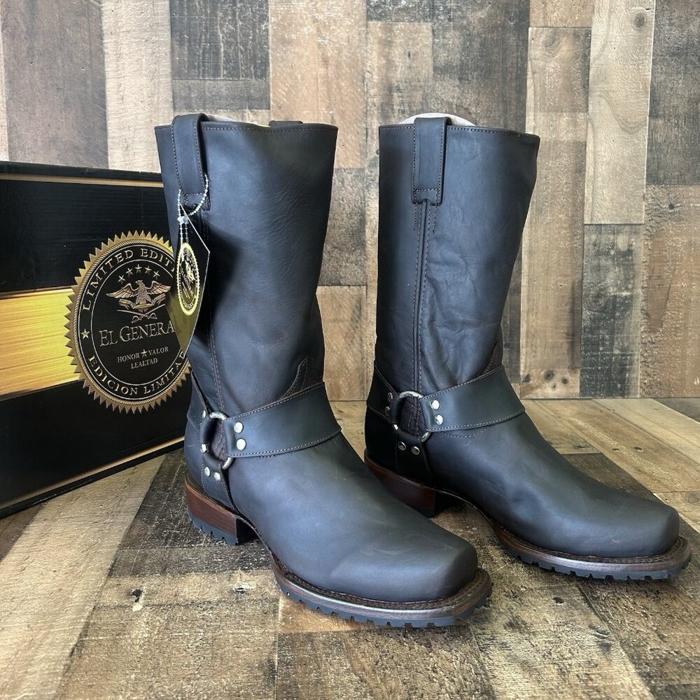 El General Limited Edition Buckle Harness Brown Cowboy Boots Mens 10.5